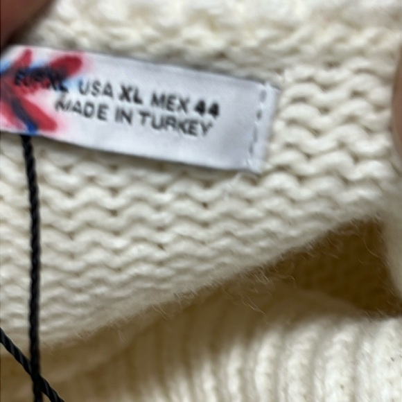 Zara White Green Stripes FOLDOVER NECK Pullover Wool Blend SIZE XL NWOT - Picture 4 of 8